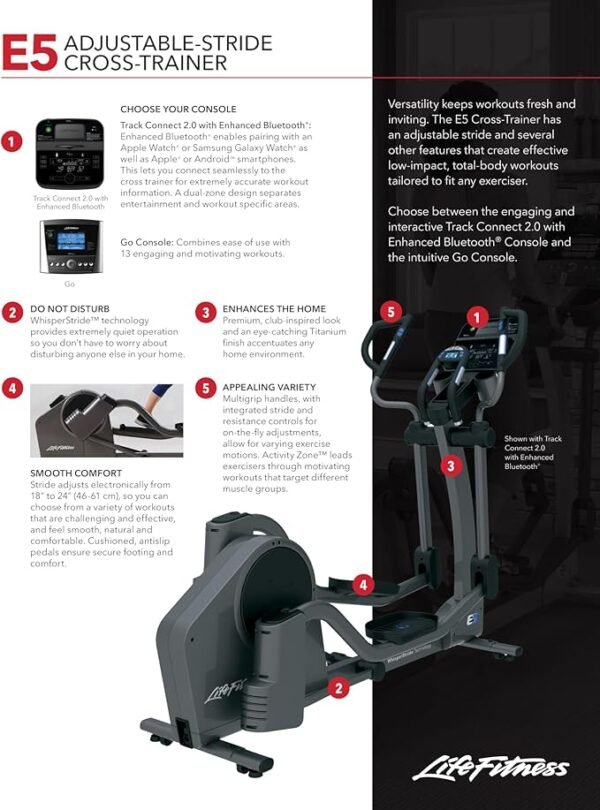 Life Fitness E5 Cross Trainer Elliptical Exercise Machine with Go Console - Image 4