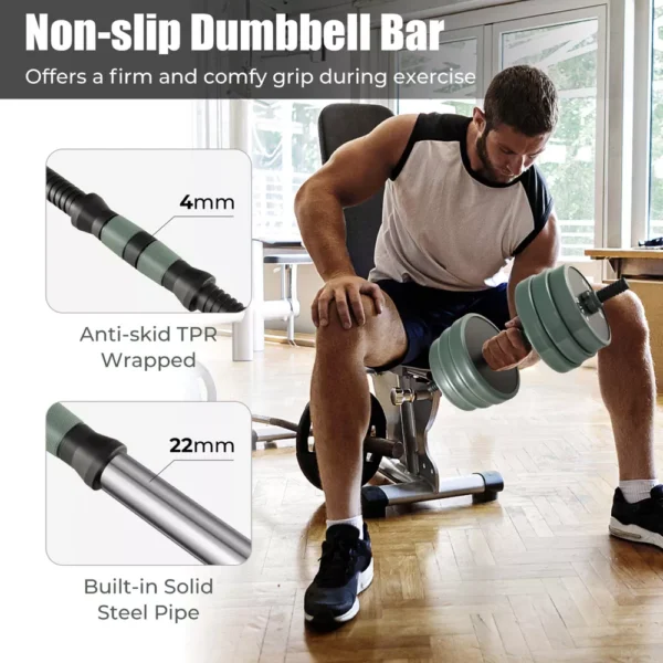Costway 4 in 1 Adjustable Weight Dumbbell Set 47lbs Free Weight Set withConnector Home Gym - Image 4