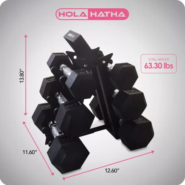 HolaHatha Hexagonal Non Slip Free Hand Dumbbell Weight - Image 3