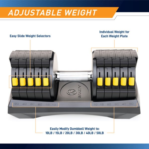 Adjustable Dumbbell System 6 Dumbbells-in-1 up to 50lbs - Image 6