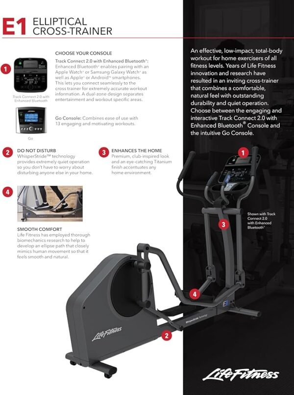 Life Fitness E1 Cross Trainer Elliptical Exercise Machine with Go Console - Image 7