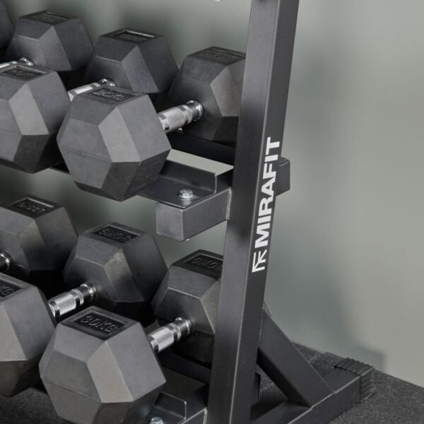 Mirafit Hex Dumbbell Set & 3 Tier Weight Rack - Image 4