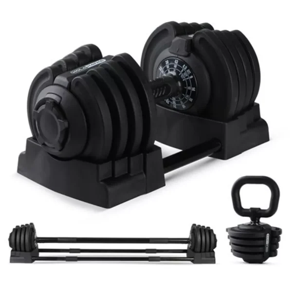 HolaHatha 3-in-1 Multifunctional Adjustable Dumbbell Set with Safety-Locking System