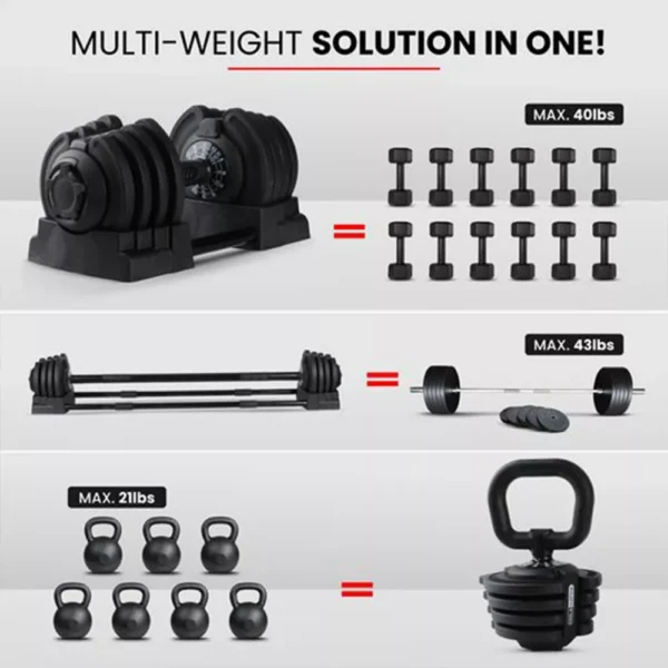 HolaHatha 3-in-1 Multifunctional Adjustable Dumbbell Set with Safety-Locking System - Image 6