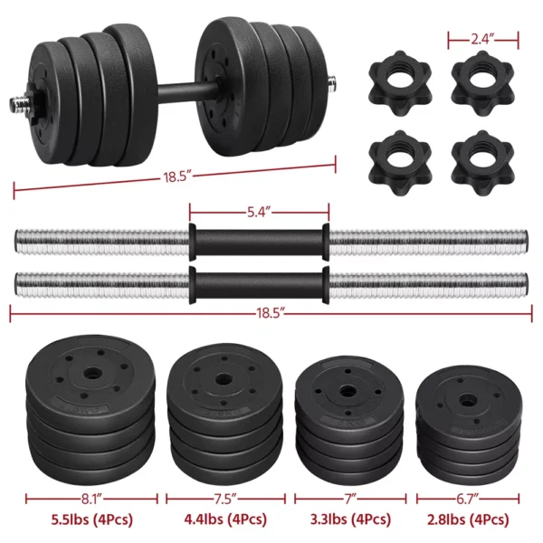 Yaheetech 66LB Adjustable Dumbbell Set Black - Image 3