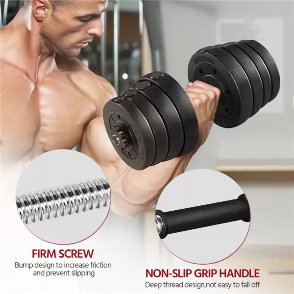 Yaheetech 66LB Adjustable Dumbbell Set Black - Image 4