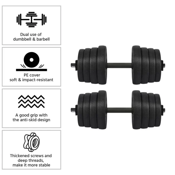 Yaheetech 66LB Adjustable Dumbbell Set Black - Image 5